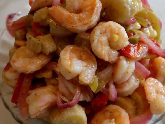 CAMARONES EN ESCABECHE (SHRIMP IN A PICKLED MARINADE)